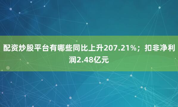 配资炒股平台有哪些同比上升207.21%；扣非净利润2.48亿元